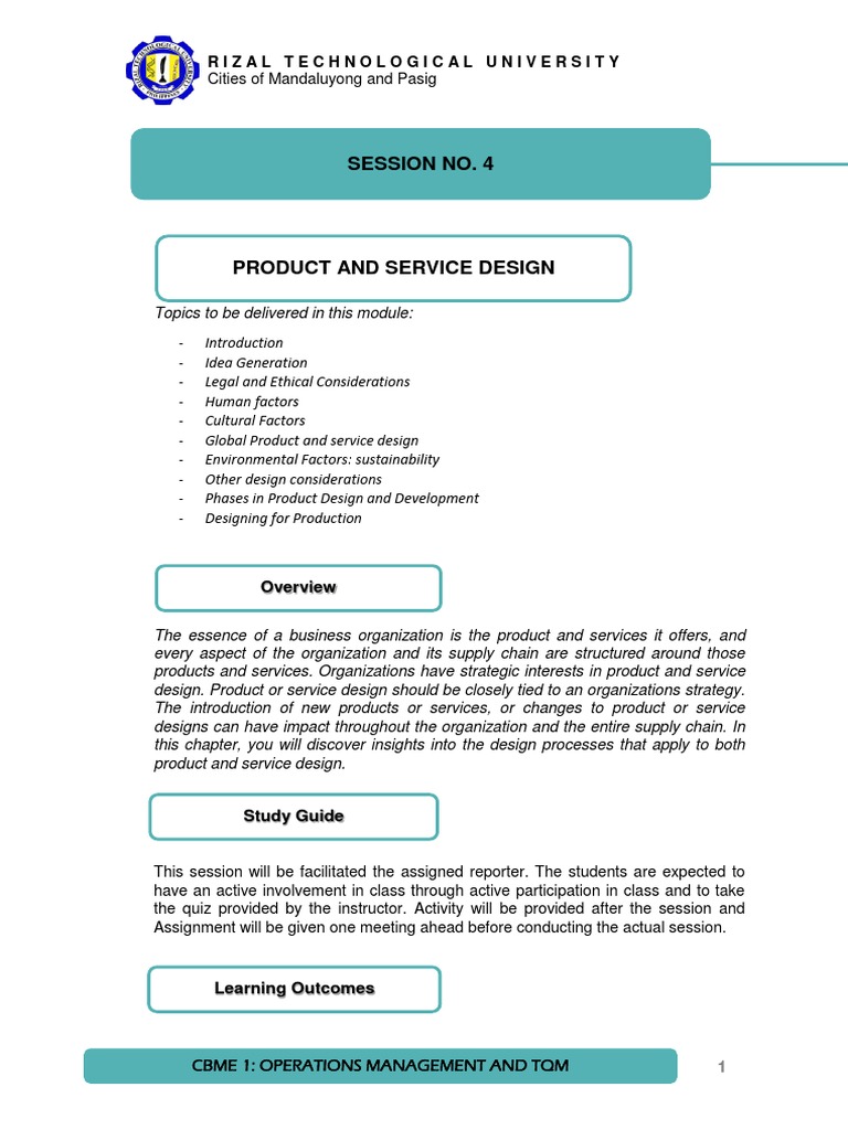 Product and Service Design Essentials | PDF | Product Lifecycle | Marketing