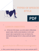 TYPES OF SPEECH STYLES