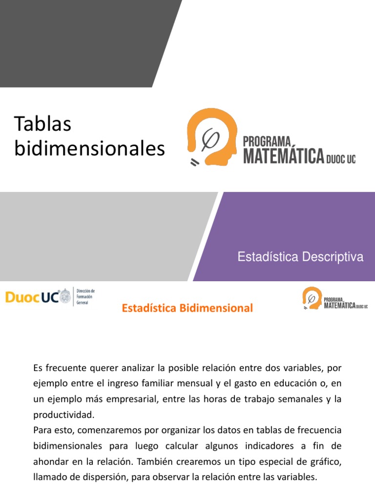 3 Tablas Bidimensionales 2 PDF Estadísticas descriptivas