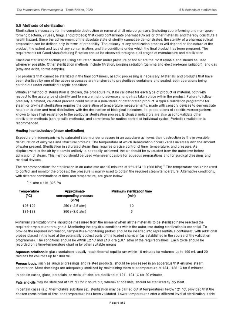 Comprehensive Guide to Sterilization Methods | PDF | Sterilization ...