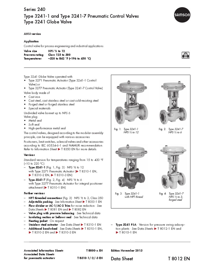 Type 3241 Globe Valve Technical Specifications and Design Details for