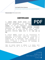 Certificado de Contrato de Licencia de Sofware Medico
