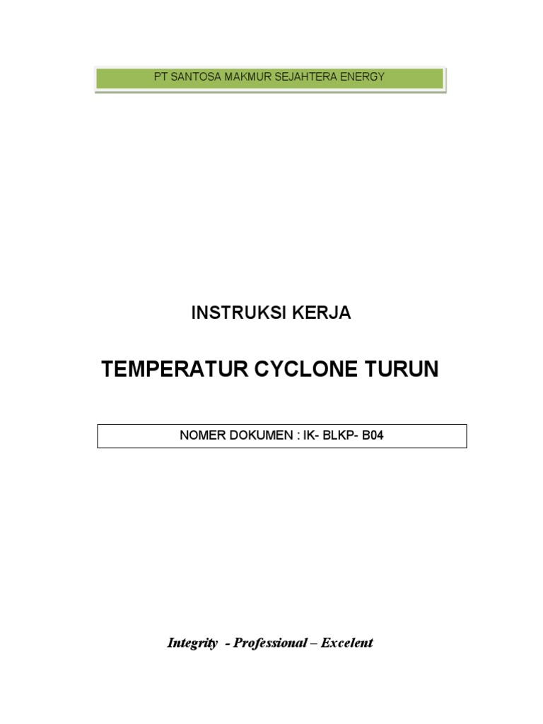 IK Temperatur Cyclone Turun | PDF | Pengelolaan Keuangan & Uang | Komputer