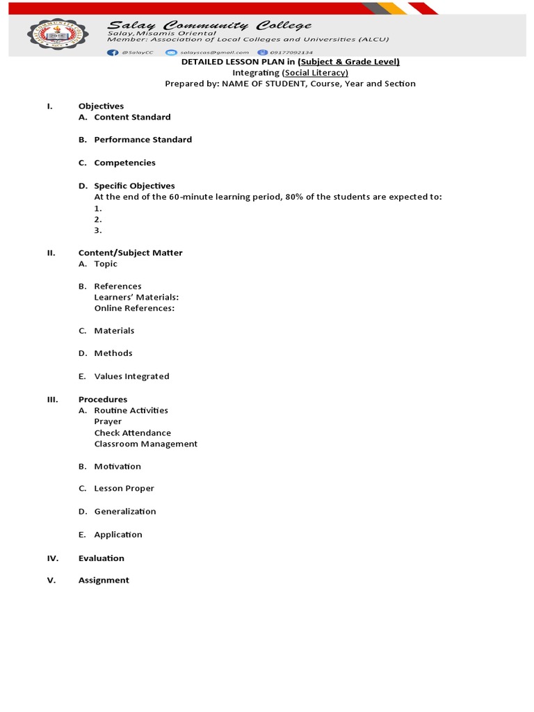 Template Lesson Plan | PDF