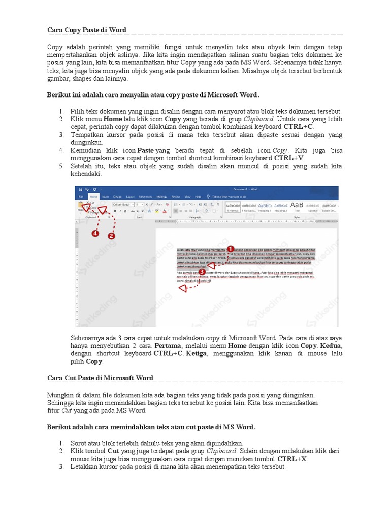 Cara Copy Paste di Microsoft Word | PDF