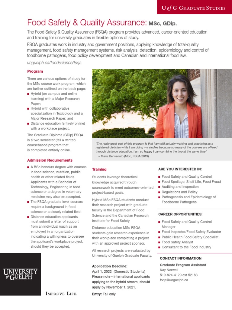 MSc in Food Safety & Quality Assurance | PDF | Science & Mathematics