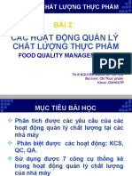 Bài 2 Các hoạt động quản lý chất lượng thực phẩm