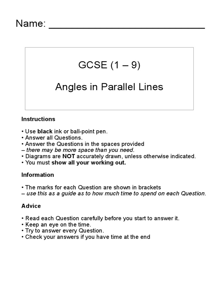 4 Angles in Parallel Lines | PDF | Euclidean Plane Geometry | Geometric ...