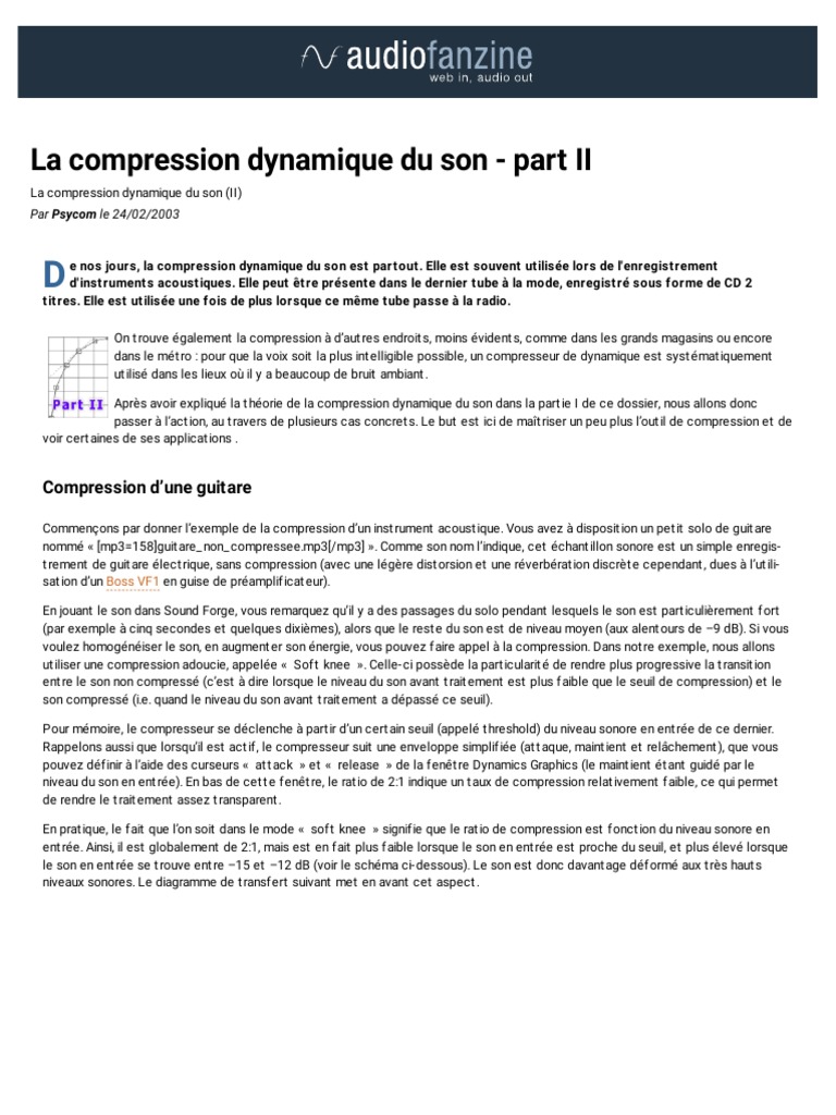 La Compression Dynamique Du Son - Part II - Audiofanzine | PDF | Son ...