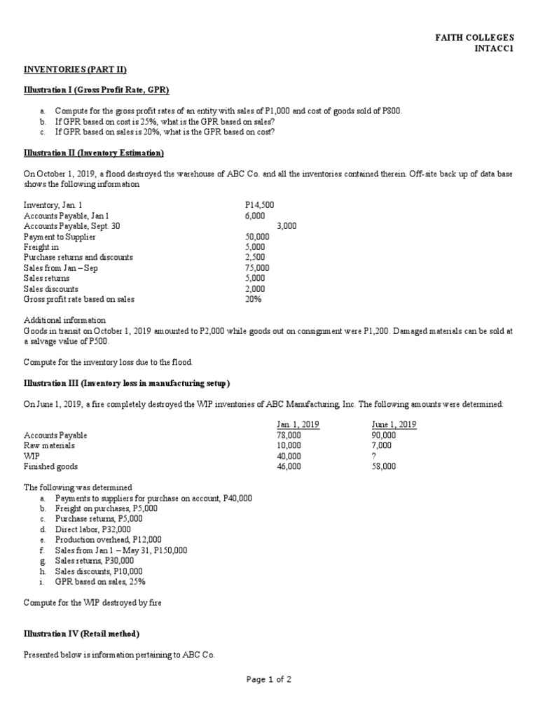 Inventory Loss Calculations and Methods | PDF | Cost Of Goods Sold ...