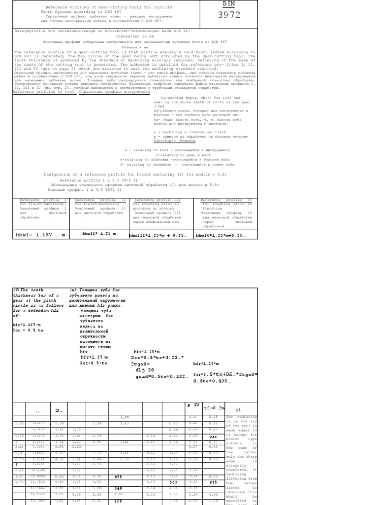 DIN 3972 Reference Profileg of Gear | PDF
