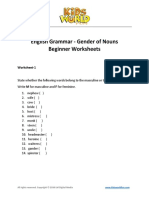 Gender of Nouns Beginner Worksheets