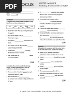 Focus1 2E Unit Test Vocabulary Grammar UoE Unit6 GroupB