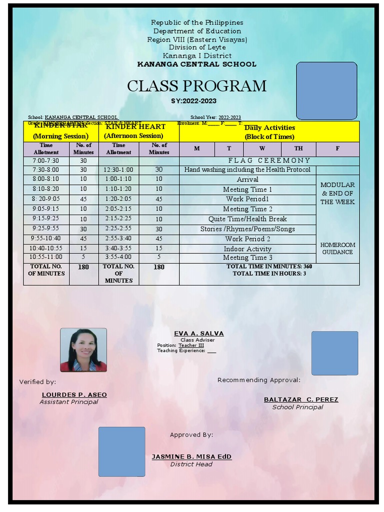 Class program 2022 2023 pdf
