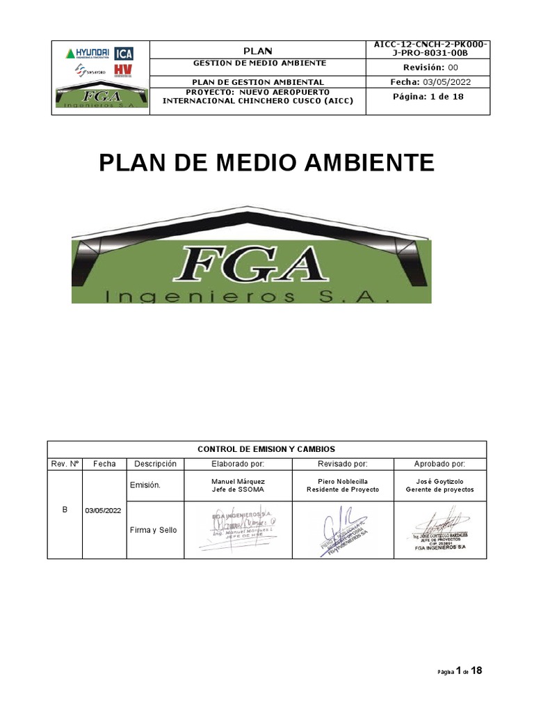Plan de Medio Ambiente Rev. B FGA | PDF | Auditoría | Entorno natural