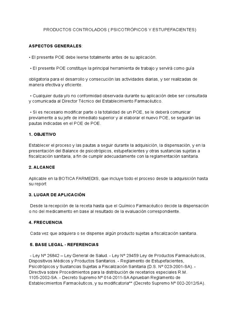 Procedimiento para Productos Controlados | PDF | Farmacia ...