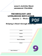 Technology and Livelihood Education: Learner's Activity Sheet Assessment Checklist