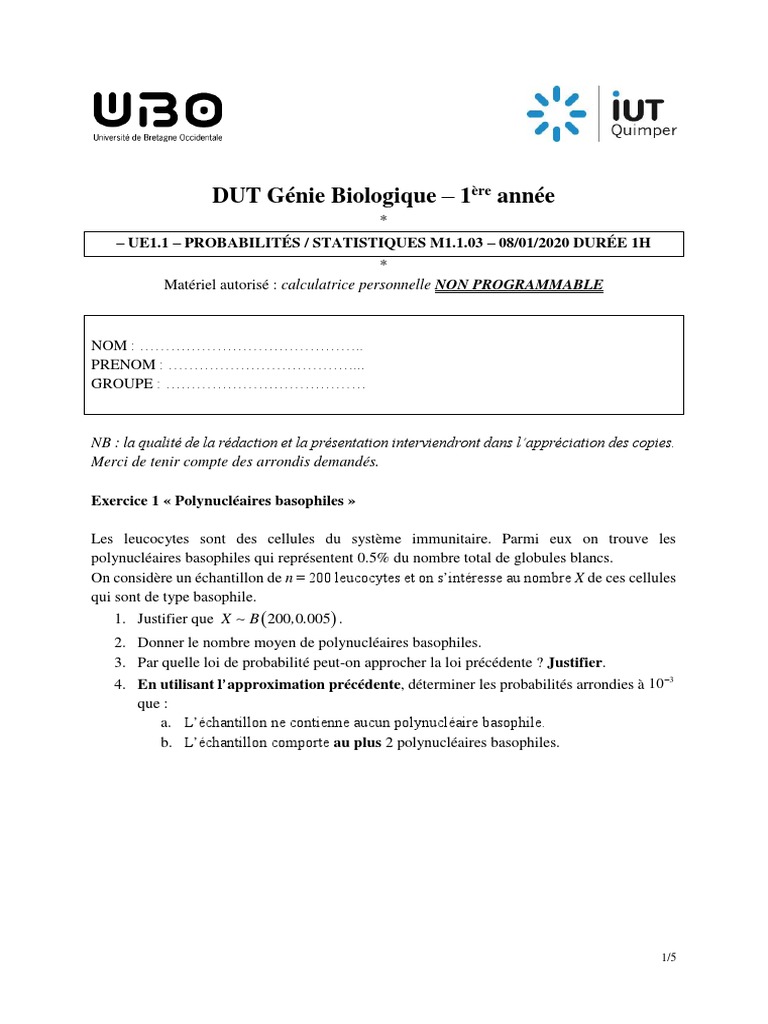 Probabilités et statistiques en biologie | PDF | Sensibilité et ...