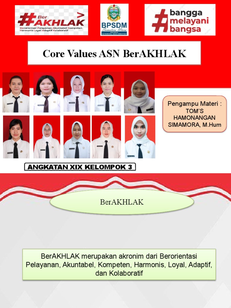 Core Values ASN BerAKHLAK dan Implementasinya | PDF