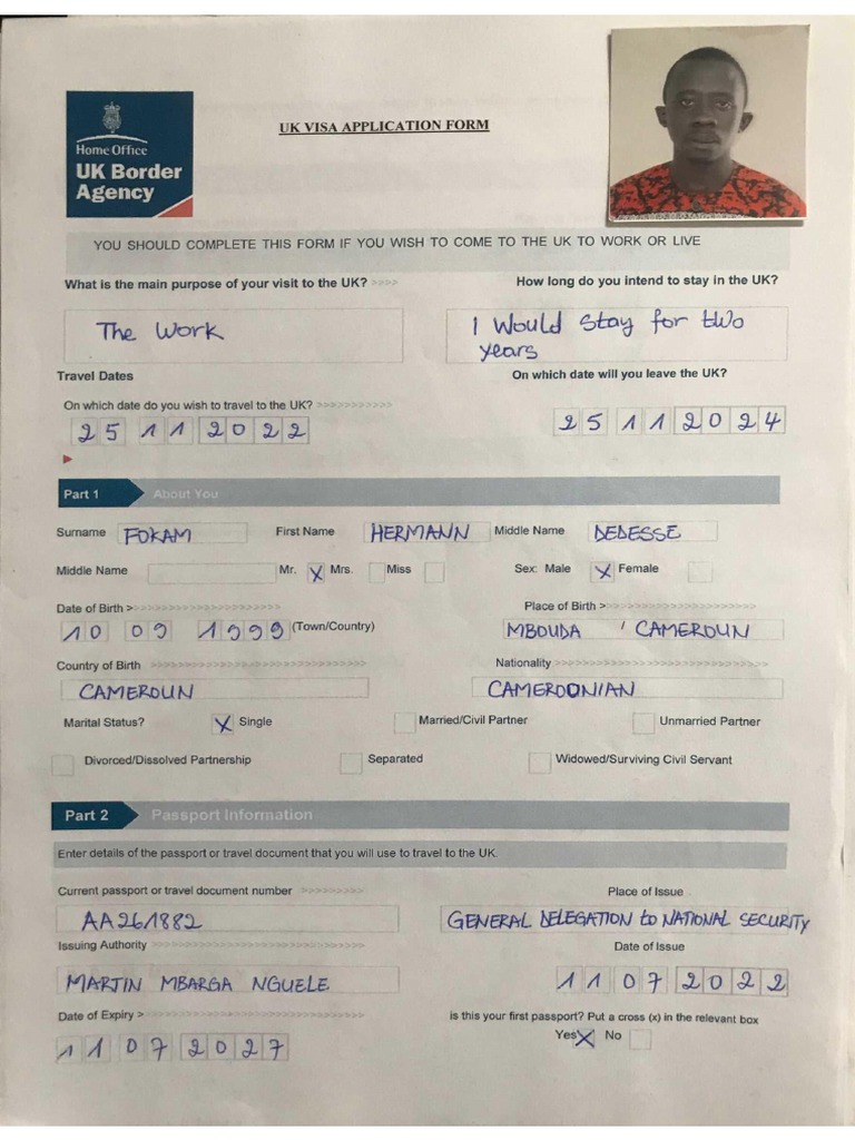 Visa Application Form | PDF