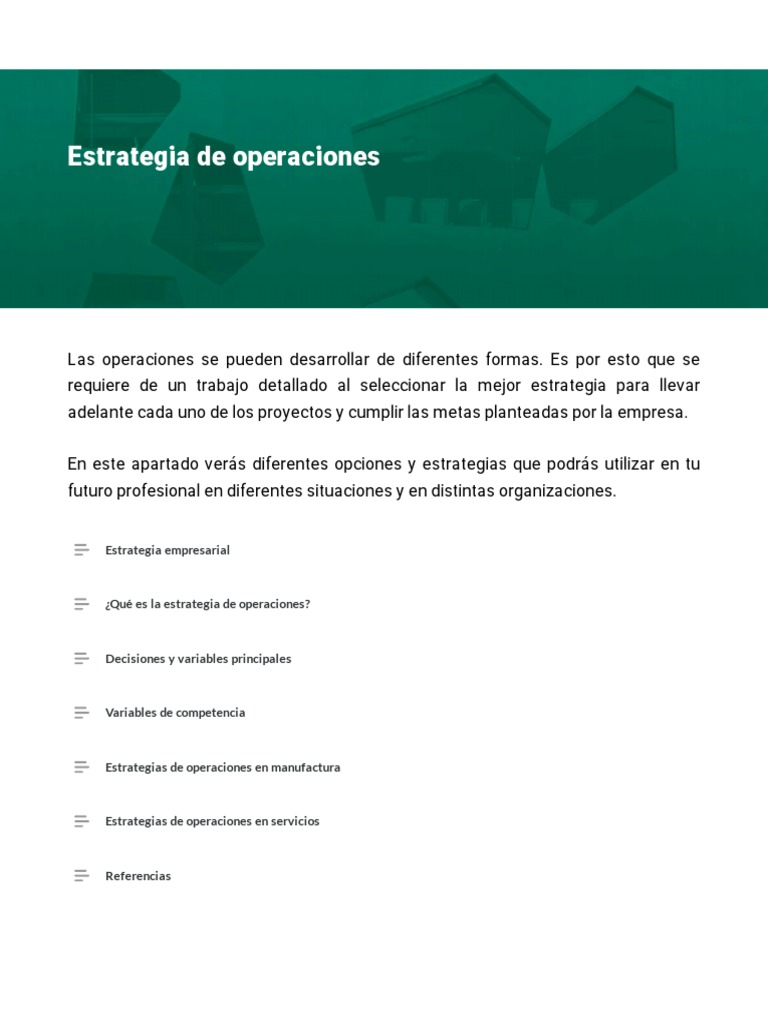 Estrategias de operaciones: claves para el éxito empresarial | PDF ...