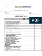 Blood Transfusion Skills Laboratory Checklist