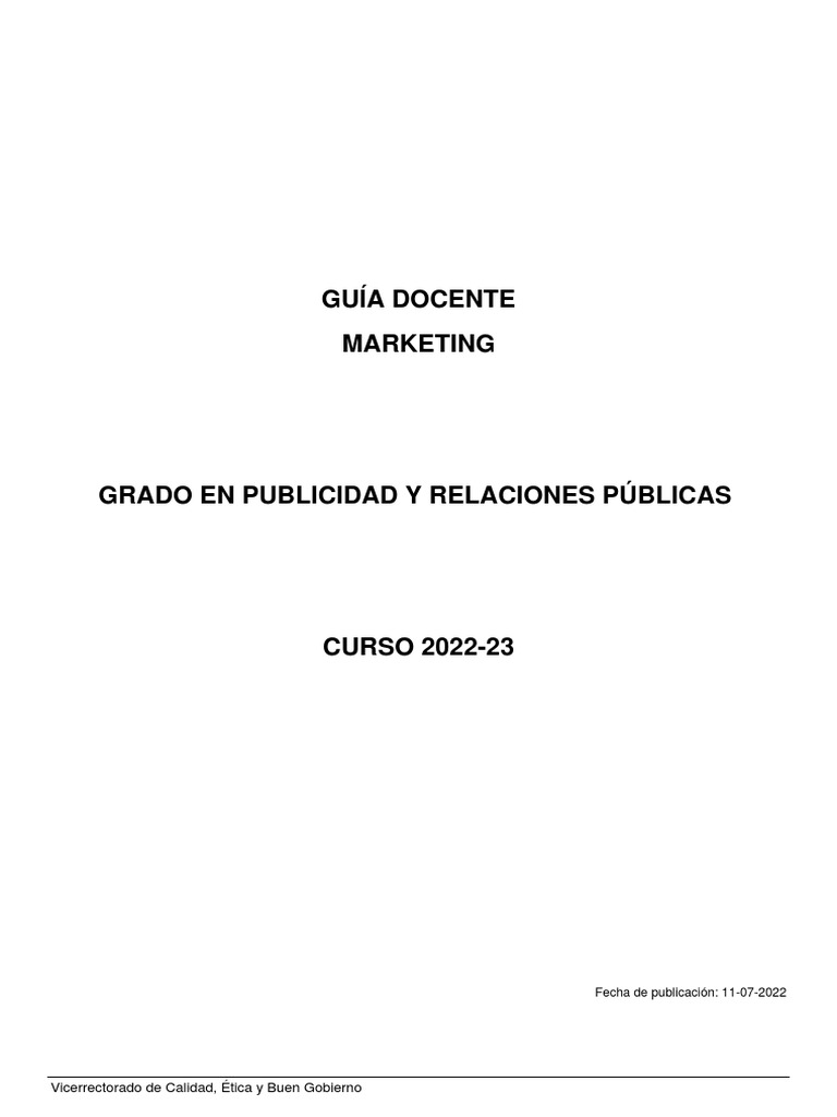 Guía de Marketing para Publicidad 2022-23 | PDF | Marketing | Prueba ...
