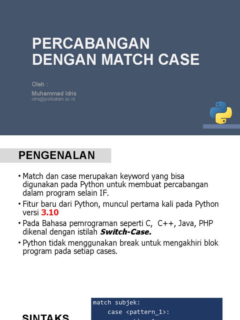 Analisis Match Case di Python | PDF