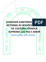 Cuidados Sanitários para o Retorno Às Sessões Centro de Cultura Cósmica Suprema Luz Paz e Amor