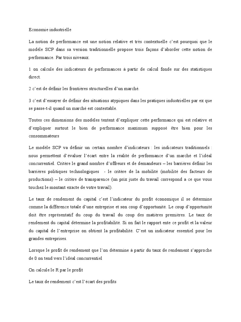 Performance et modèle SCP en économie | PDF | Organisation industrielle ...