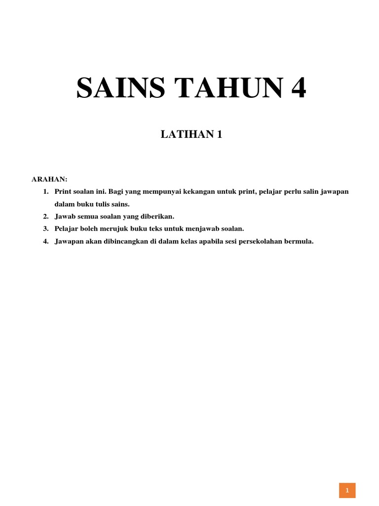 Latihan Sains 1 | PDF