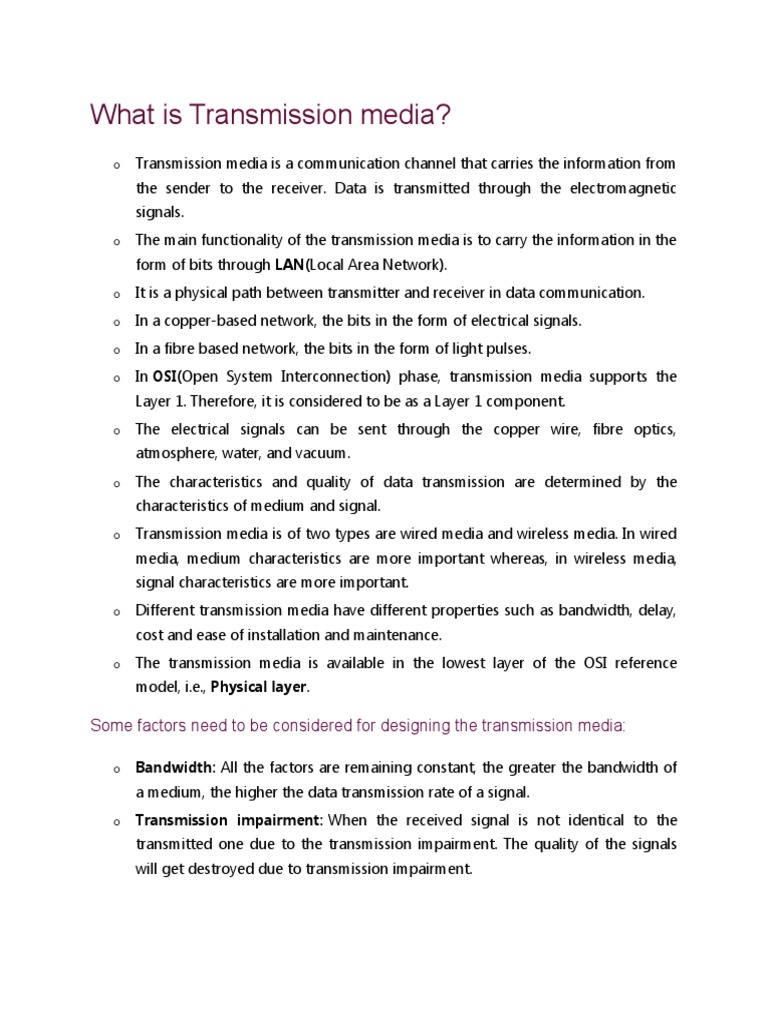 What Is Transmission Media PDF Transmission Medium Radio