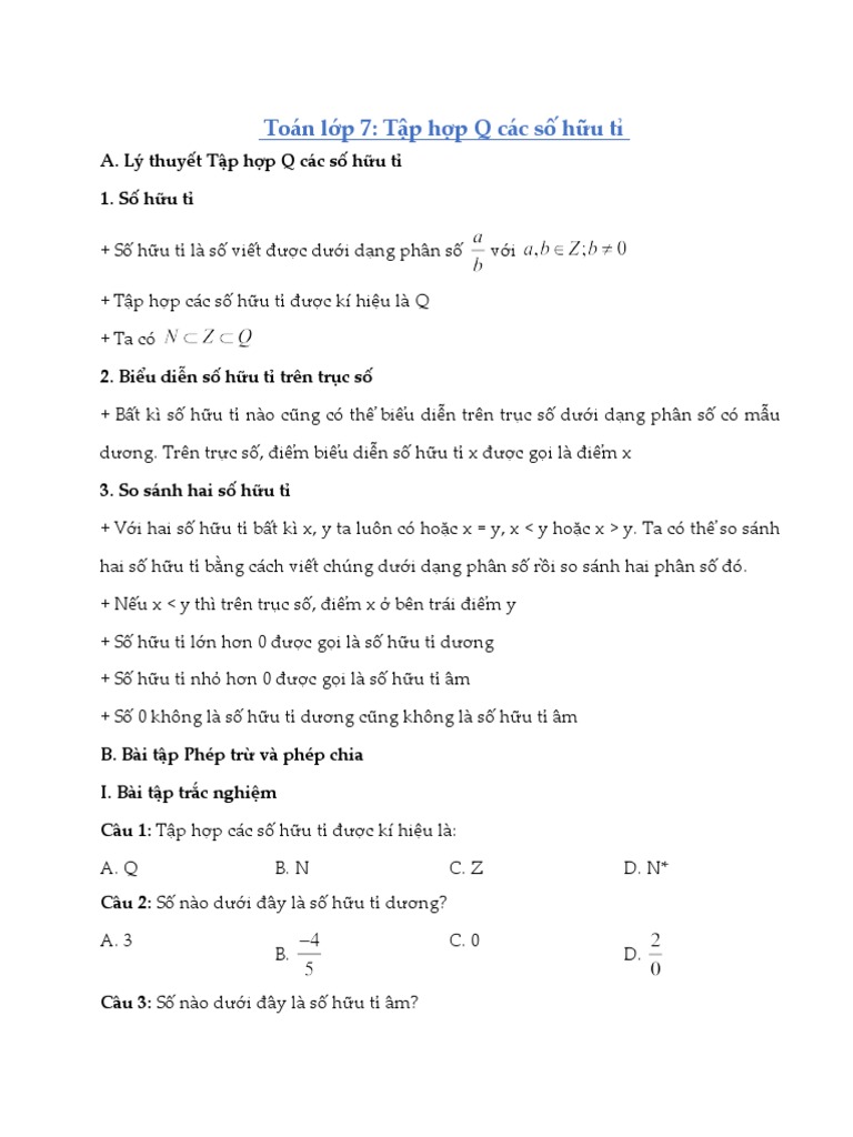 Bai Tap Tap Hop Q Cac So Huu Ti Lop 7 | PDF