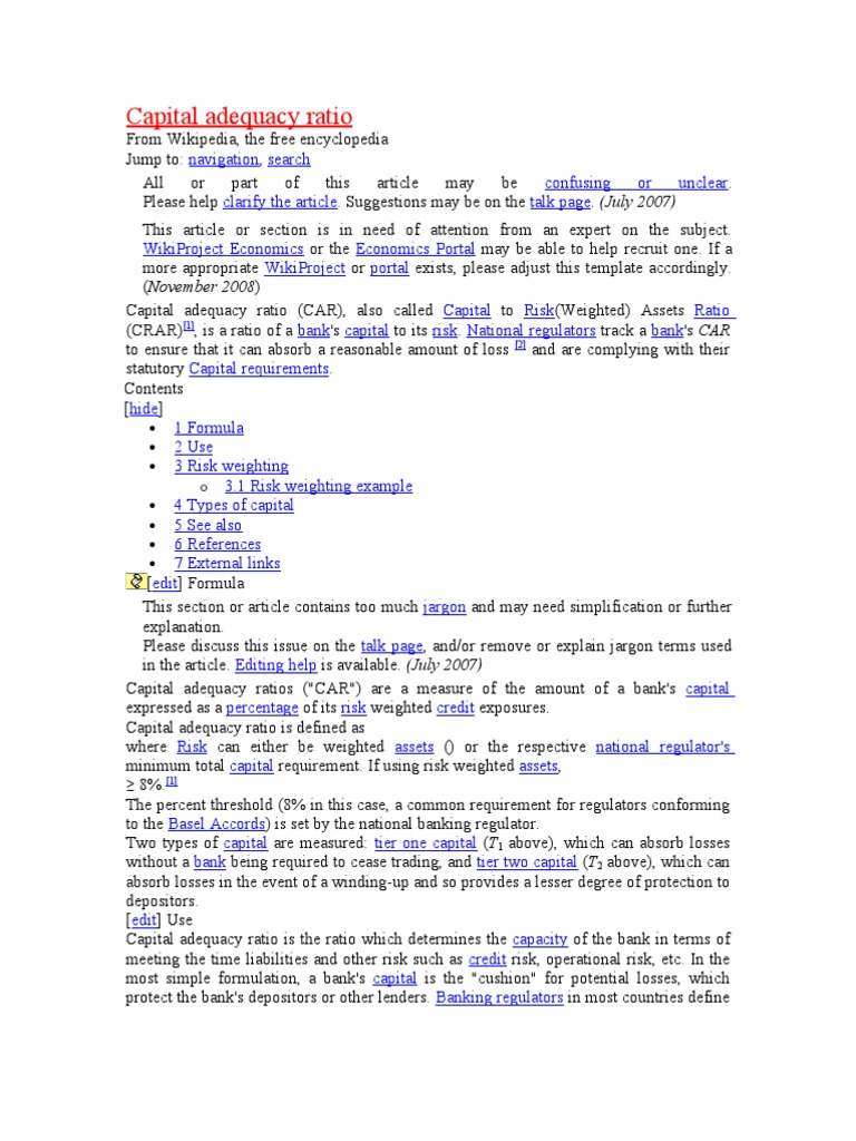 Understanding Capital Adequacy Ratio | PDF | Subordinated Debt | Basel Ii
