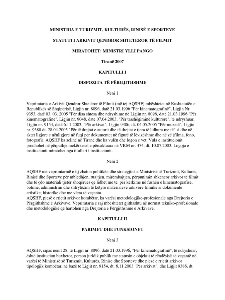 Statuti Aqshf | PDF