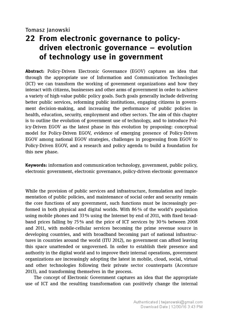 Evolution to Policy-Driven EGOV | PDF | E Government | Governance