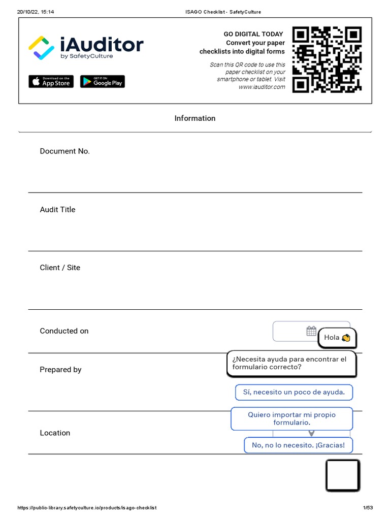 ISAGO Audit Checklist Overview | PDF | Risk | Dangerous Goods