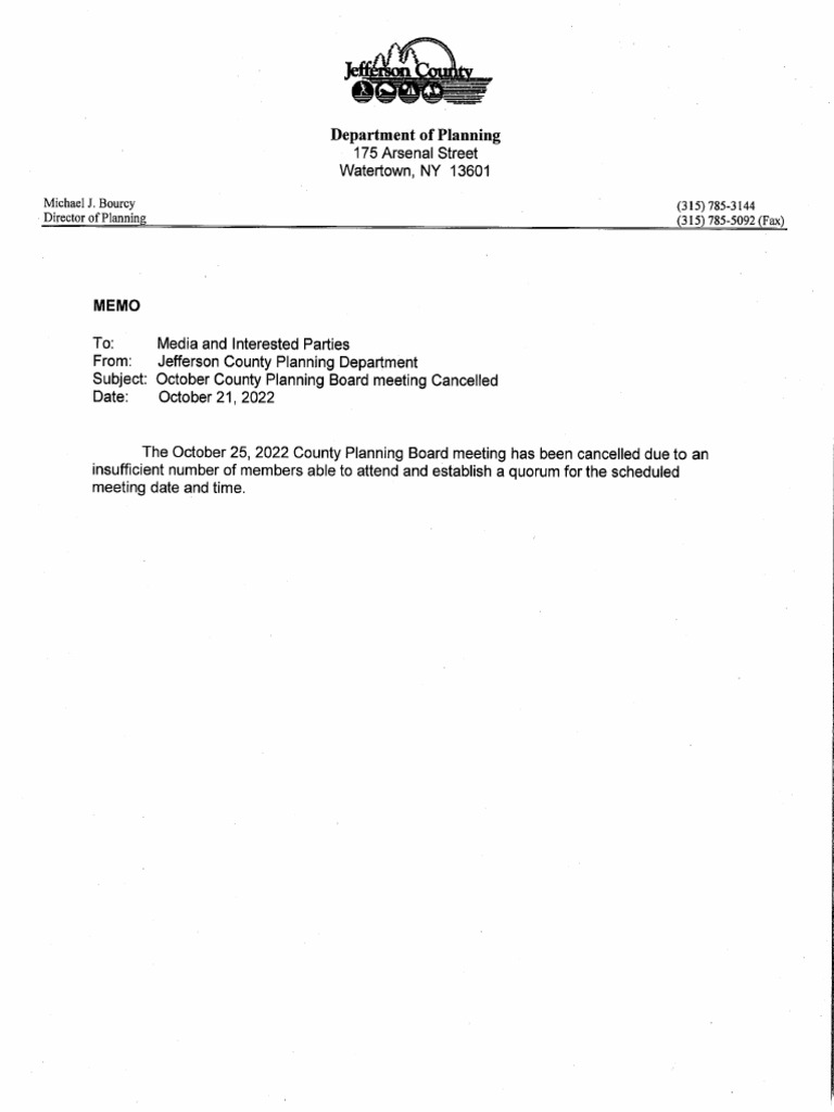 Jefferson County Planning Board Agenda Oct. 2022 PDF