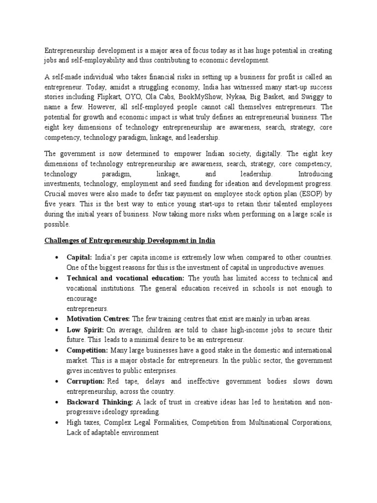 Entrepreneural Dev in India | PDF | Entrepreneurship | Startup Company