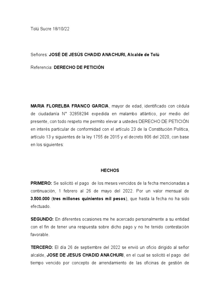 Derecho de Peticion Flor | PDF | Petición | Justicia