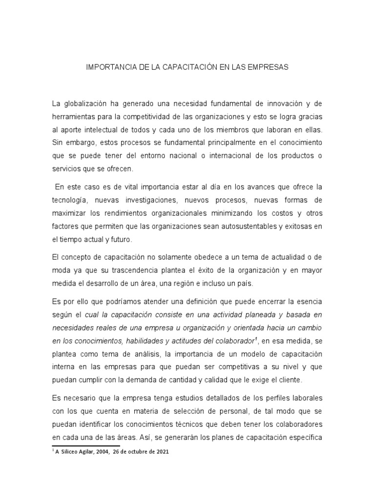Importancia de La Capacitación en Las Empresas | PDF | Business | Economias
