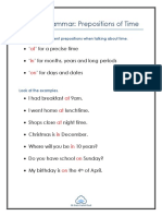 Primary Grammar Prepositions of Time