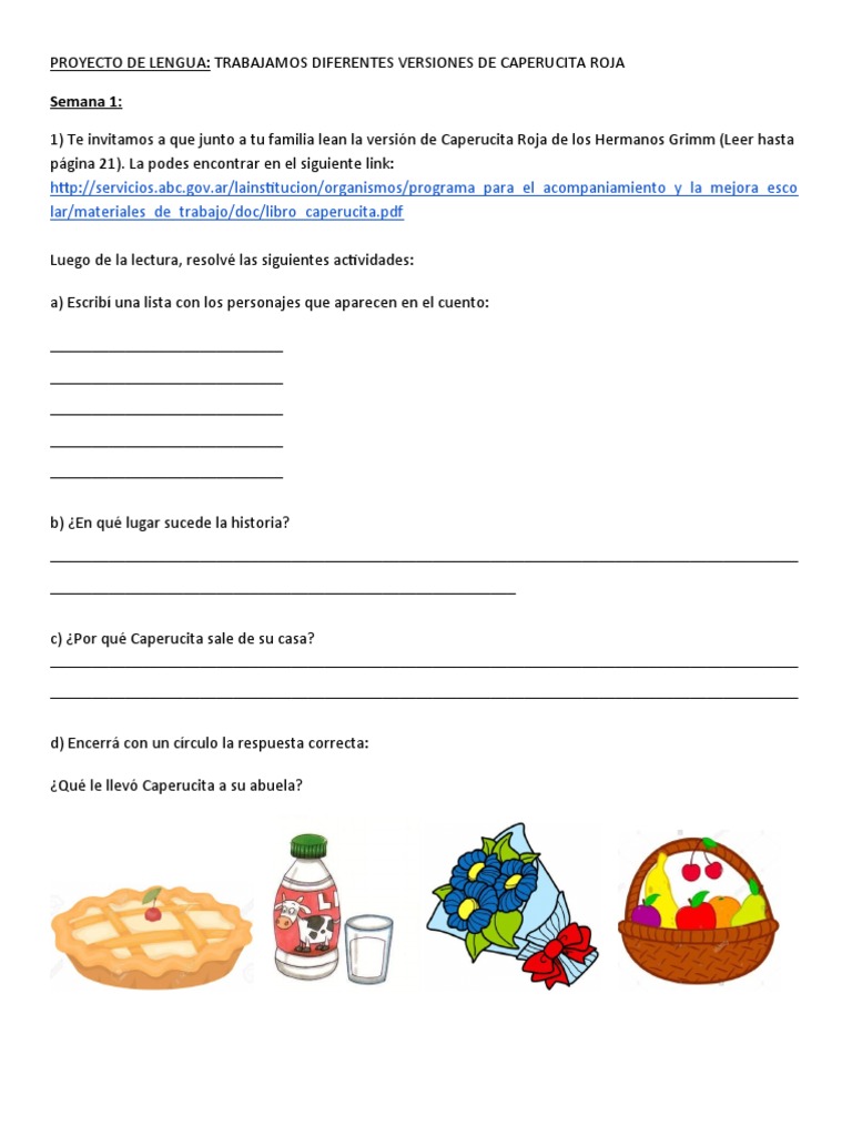 Actividades sobre Caperucita Roja | PDF | Hermanos Grimm | Caperucita Roja