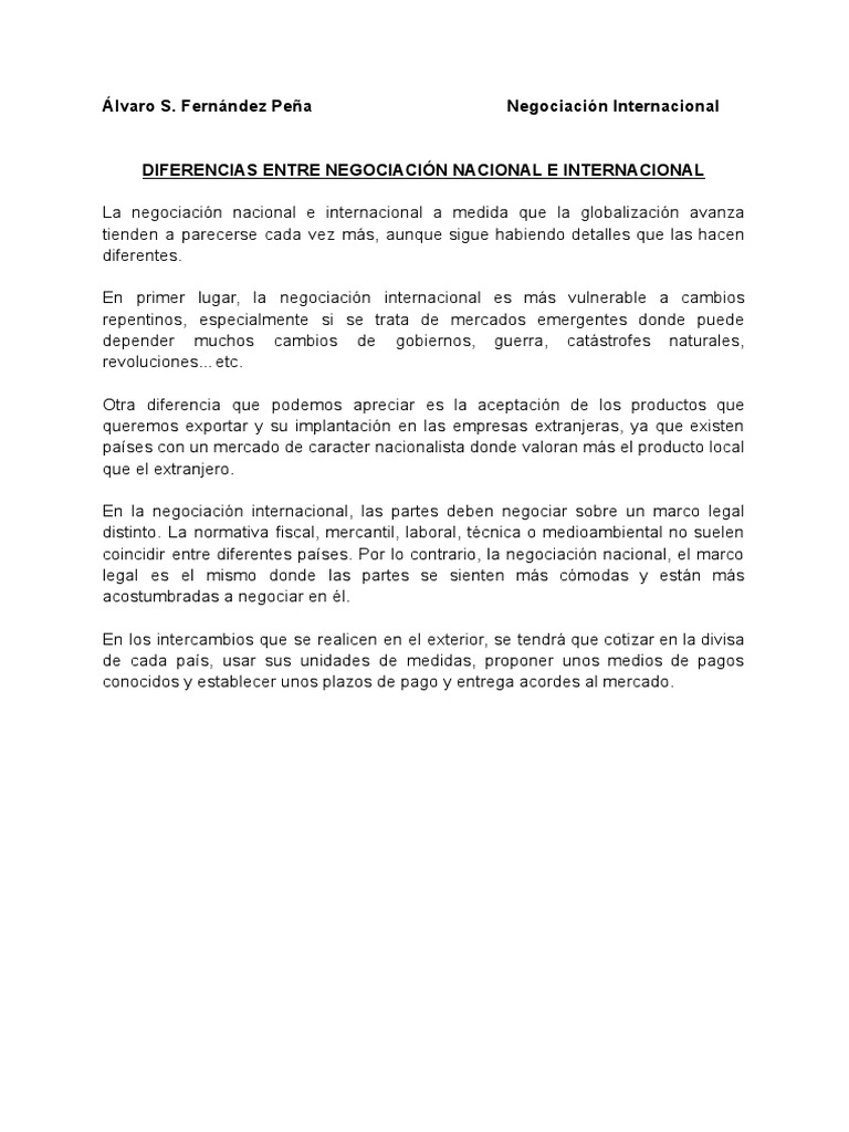 Diferencias Entre Neg Nacional e Internacional | PDF