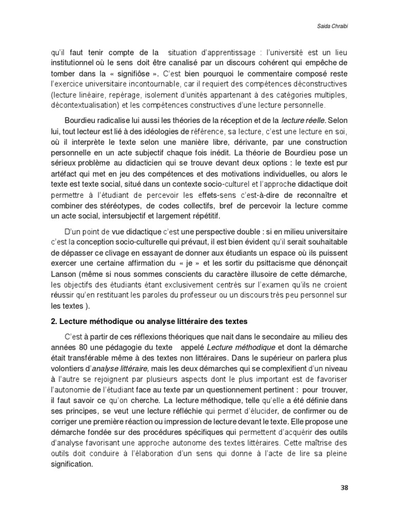 Lecture méthodique et analyse littéraire | PDF | Sciences cognitives ...