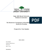 Engl. 4382-Birzeit University Seminar in Literature: Noor Samaha Professor Lloyd Precious ENGL4382 May 17, 2022