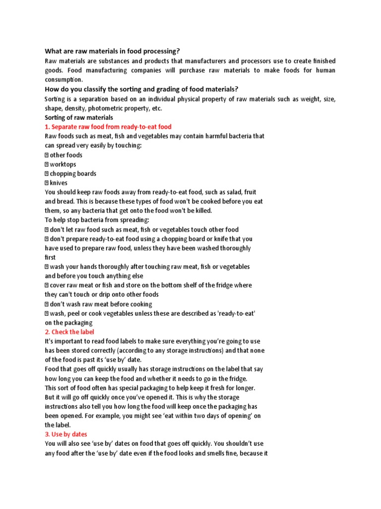 An InDepth Guide to Raw Materials, Food Safety Practices, and Types of