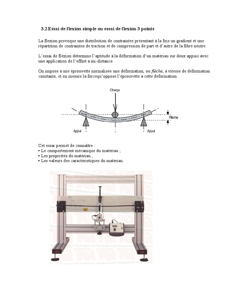 Essai de flexion 3 points Méthodologie PDF Flexion (matériau — free download