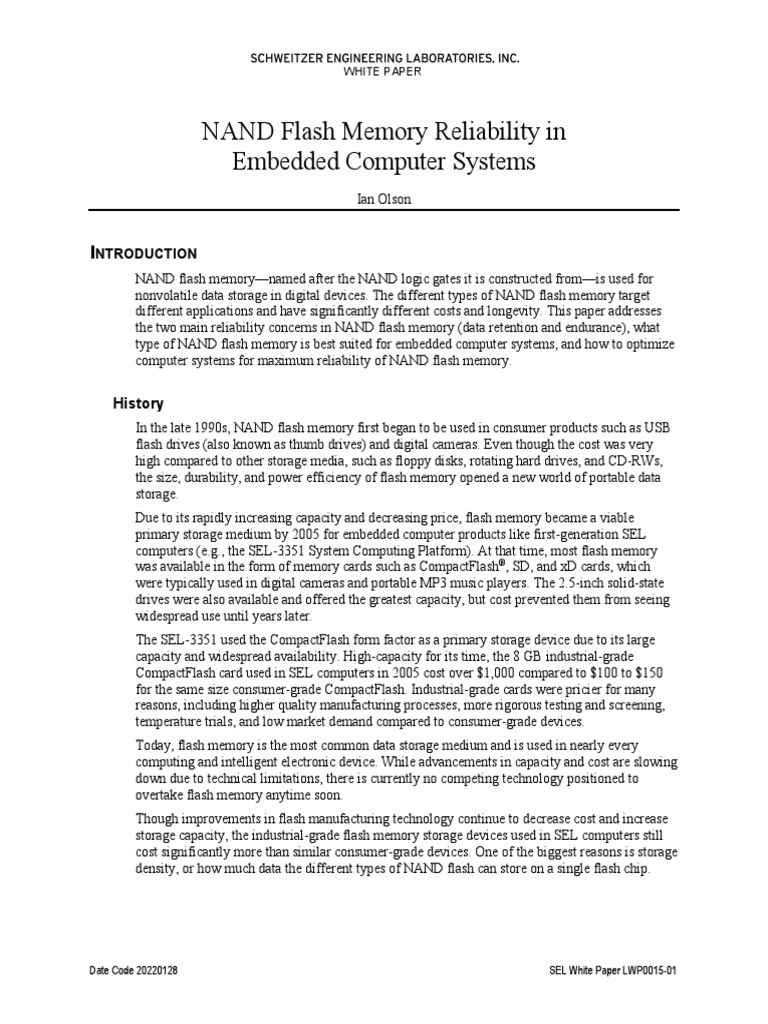NAND Flash Memory Reliability in Embedded Computer Systems PDF
