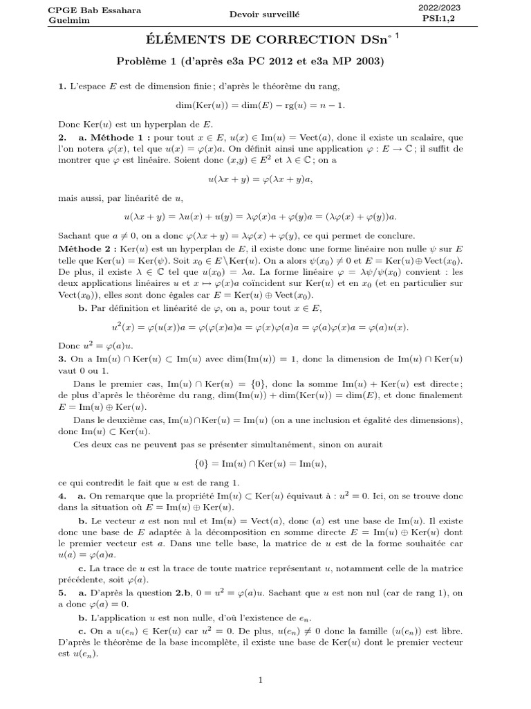 Théorème du rang et endomorphismes | PDF | Matrice (Mathématiques ...
